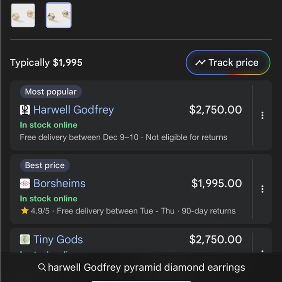 Harwell Godfrey hexagonal pyramid diamond 18K post earrings - Picture 5 of 5